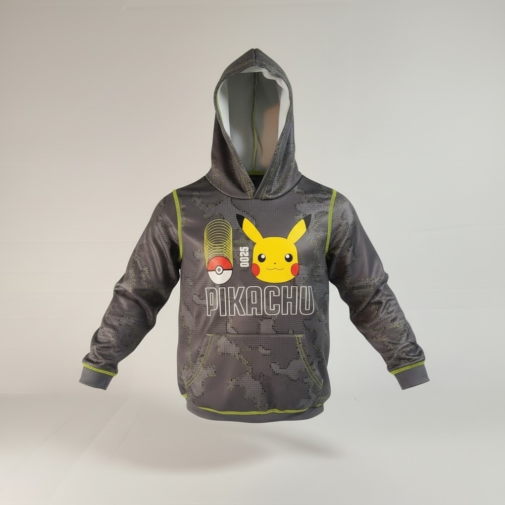 Jumping Beans Pikachu Gray Pullover Gray Hoodie EUC Kangroo Pockets Size 7